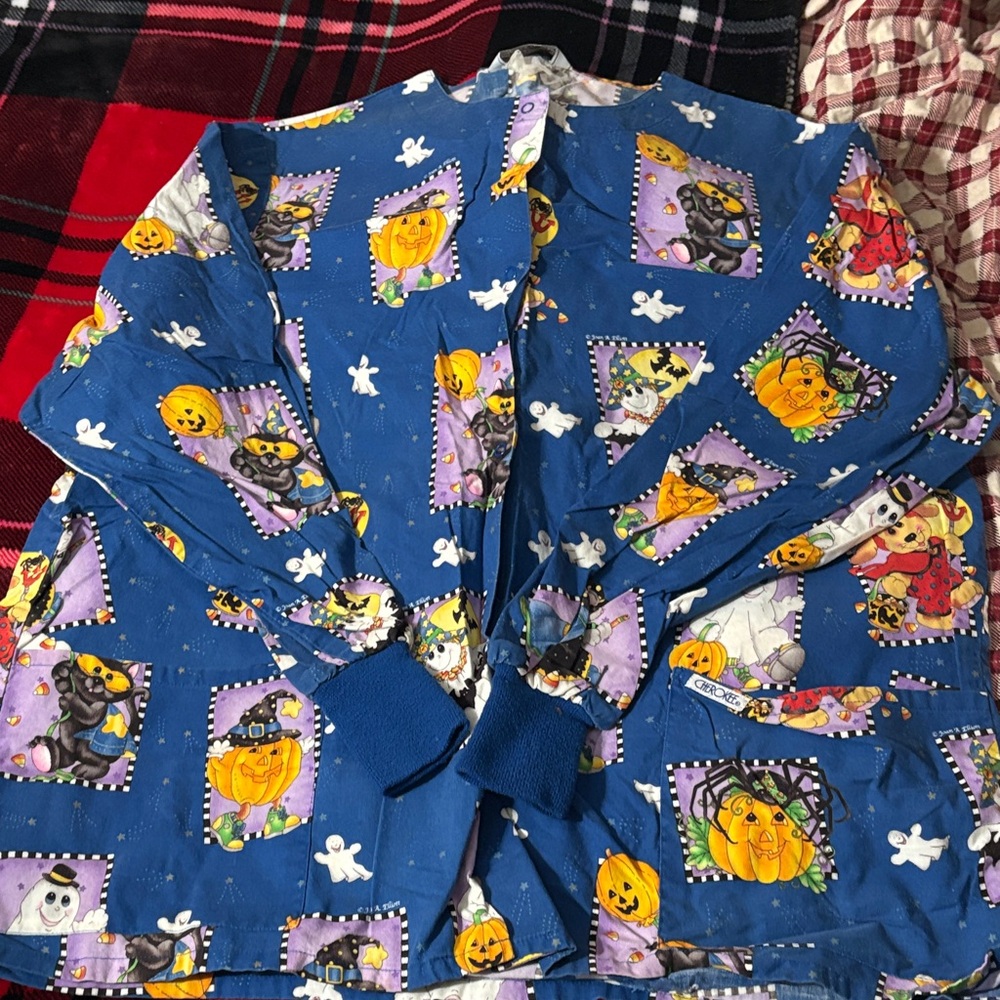Cherokee Blue Halloween Pajama Top